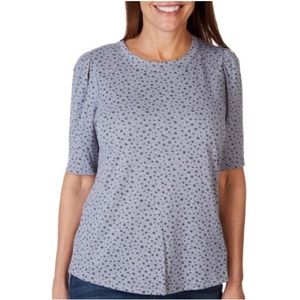 Democracy Womens Dotted Pattern Round Neck
Elbow Puff Sleeve Top PM